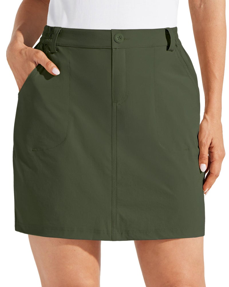 Willit Women's Skorts Golf Casual Skort Skirts UPF 50+ Quick Dry Zip Pockets Outdoor Hiking Dark Green M - Image 1